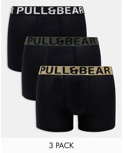 Pull&Bear Confezione da 3 boxer kaki, nude e neri - Nero
