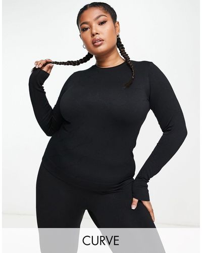 ASOS 4505 Curve - top base layer jacquard a rombi - Nero