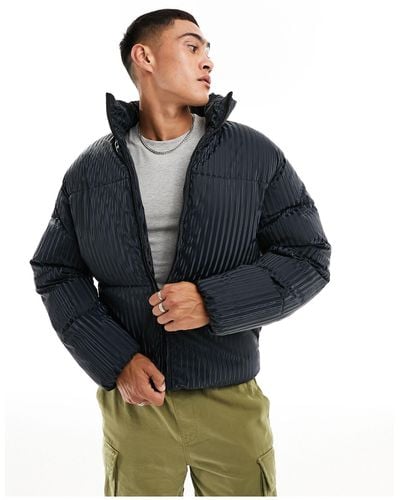 ADPT Oversized Puffer With 3d Stripe - Blue