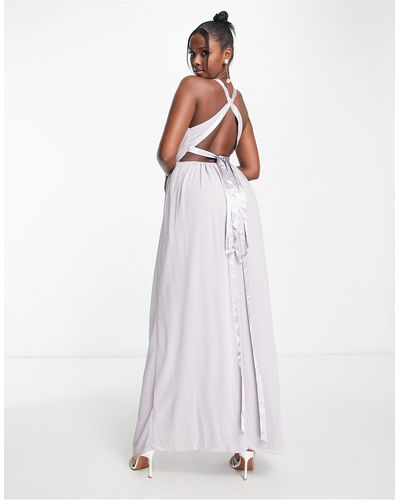 TFNC London Maxi With Back Detail And Ruched Skirt - White