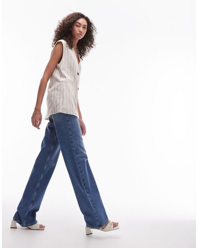 TOPSHOP Ember - jeans a fondo ampio e vita bassa medio - Blu