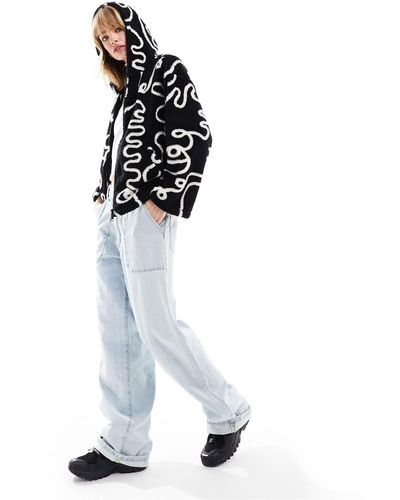 Monki Oversized Zip Front Hooded Sweater - White