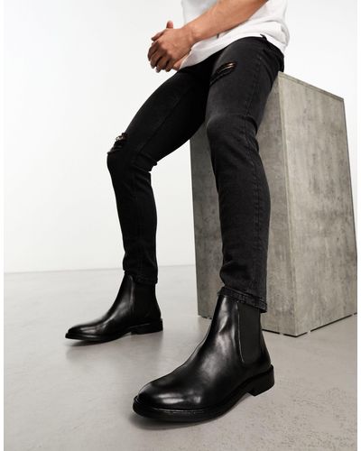 Schuh Dante - bottines chelsea élégantes en cuir - Noir