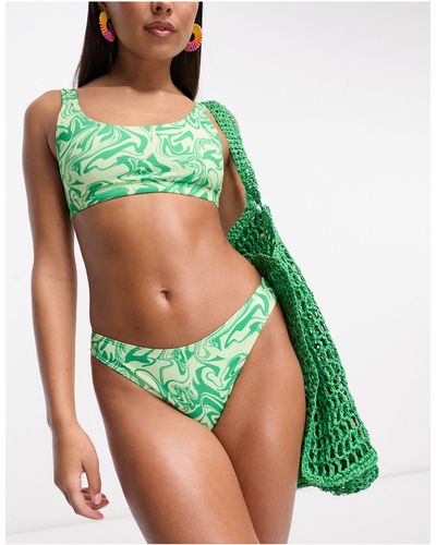 Monki Scoop Neck Bikini Top - Green