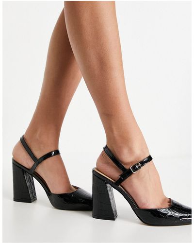Office Hailing Block Heel Pointed Shoes - Black