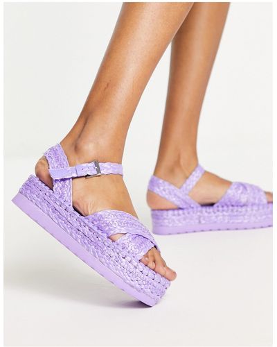 South Beach Crossover Flatform Sandals - Purple