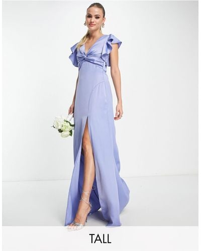 TFNC London Bridesmaid Twist Front Maxi Dress - Blue