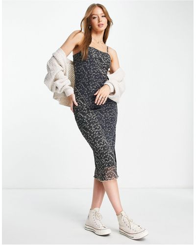 Miss Selfridge Cami-jurk Met Gemengde Print En Zichtbare Naden - Blauw