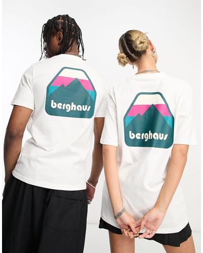 Berghaus Graded peak - t-shirt unisex bianca con stampa sul retro - Blu