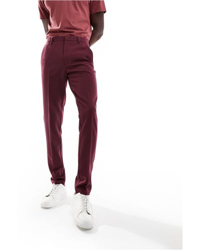ASOS Pantalon élégant ajusté - bordeaux - Rouge