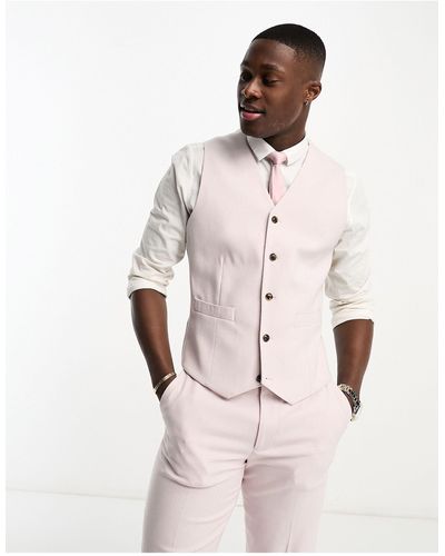 ASOS Oxford Slim Suit Waistcoat - Natural