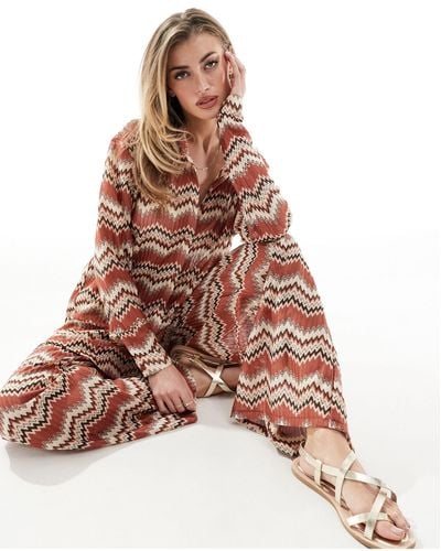 South Beach Embroidered Oversized Beach Shirt - Brown