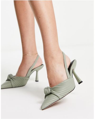 ASOS Soraya - Slingback Schoenen Met Halfhoge Hak En Knoop - Wit