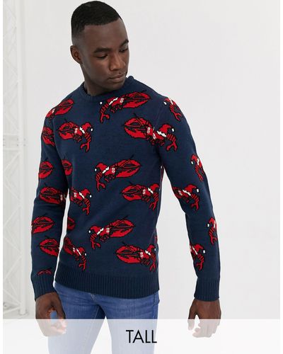 Another Influence Christmas Lobster Knitted Sweater - Blue