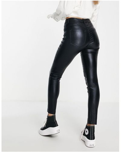 Pull&Bear Skinny Jeans Met Hoge Taille En Coating - Zwart