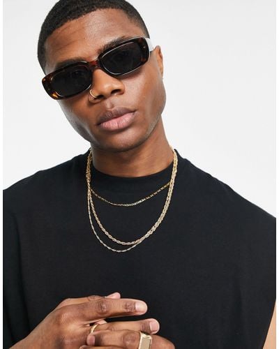 ASOS Chunky Rectangle Sunglasses With Smoke Lens - Black