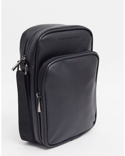 French Connection Premium Faux Leather Flight Bag - Black