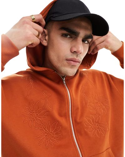 ASOS Oversized Zip Through Hoodie - Orange