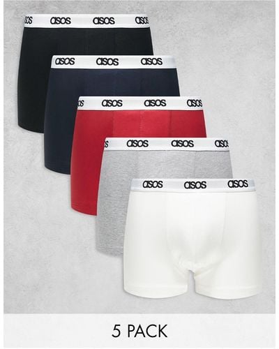 ASOS 5-pack Trunks With Branded Waistband - White