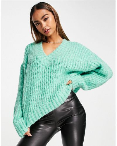 ASOS Premium Chunky V Neck Oversized Sweater - Green