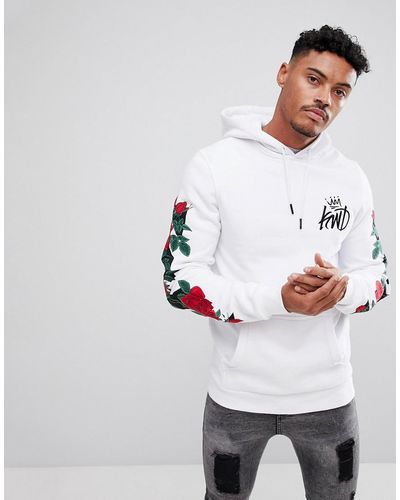 Kings Will Dream Hoodie In White With Rose Embroidery