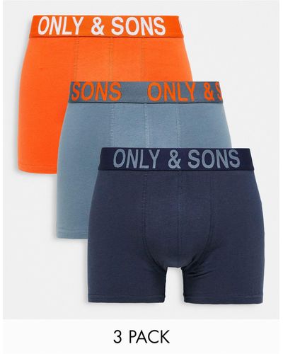 Only & Sons Set Van 3 Boxershorts - Blauw