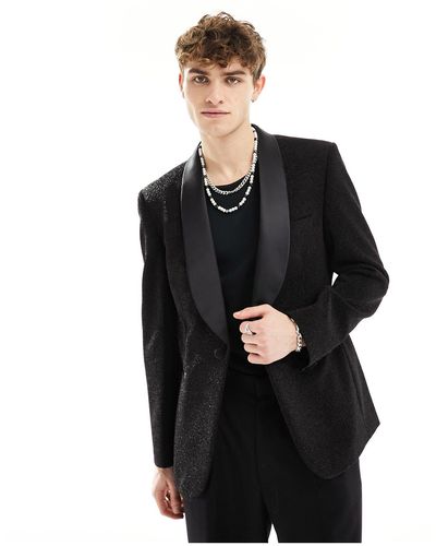 ASOS Skinny Glitter Blazer - Black