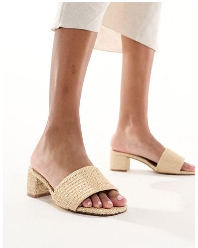 ALDO Claudina - sandali sabot con tacco medio e design intrecciato tonalità naturale - Nero