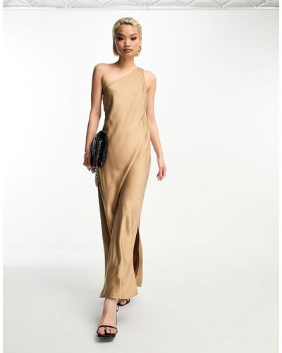 SELECTED Femme - robe mi-longue asymétrique en satin - cuivre - Blanc