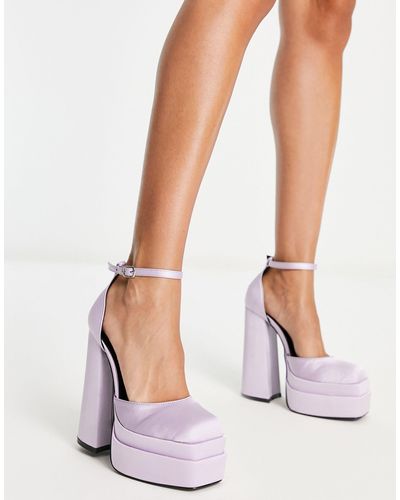 Daisy Street Exclusive Double Platform Heeled Shoes - Purple