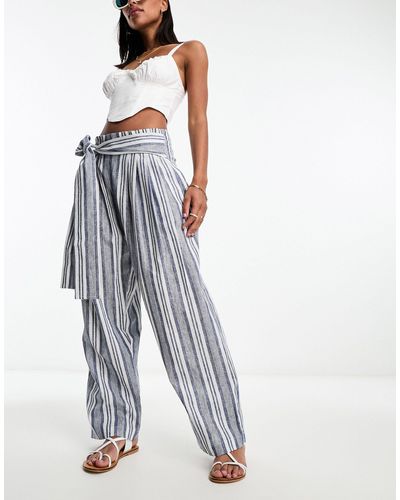 Native Youth Paperbag Tie Waist Pants - White