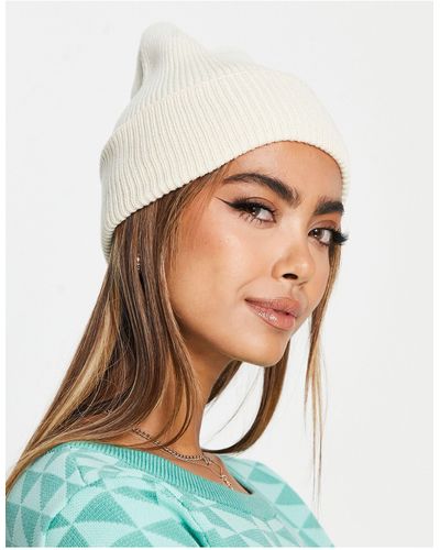 Pieces Ribbed Beanie - White