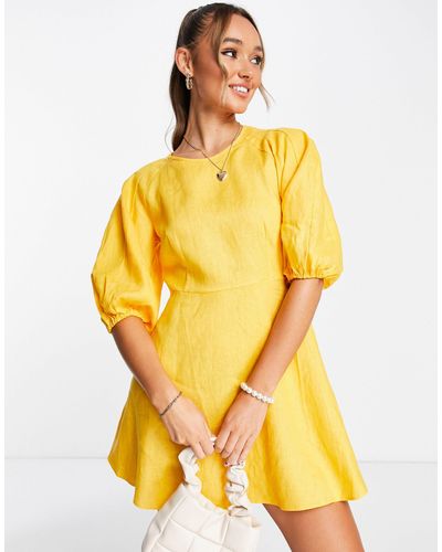 Mango Mini-jurk Met Open Rug En Gestrikte Achterkant - Geel