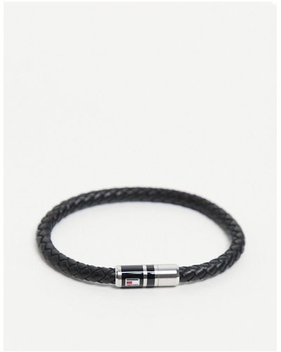 Tommy Hilfiger Mens Magnetic Leather Bracelet - Black