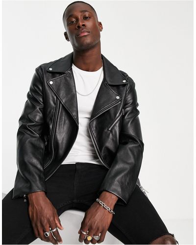 ASOS Blouson style motard en similicuir - Noir