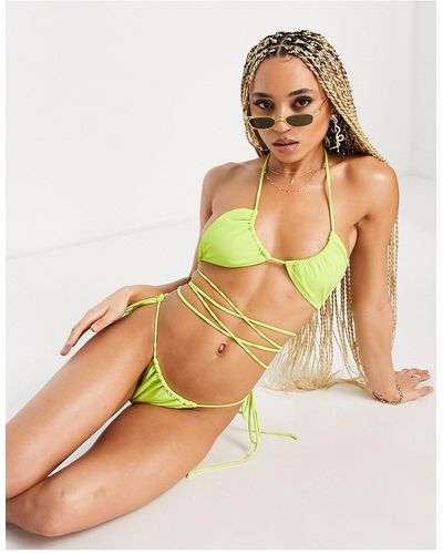 Motel Leyna - slip bikini sgambato con laccetti giaco - Verde
