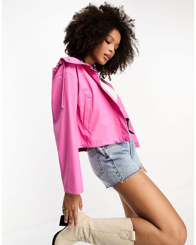 ASOS Kort Rubberen Regenjack Met Capuchon - Roze