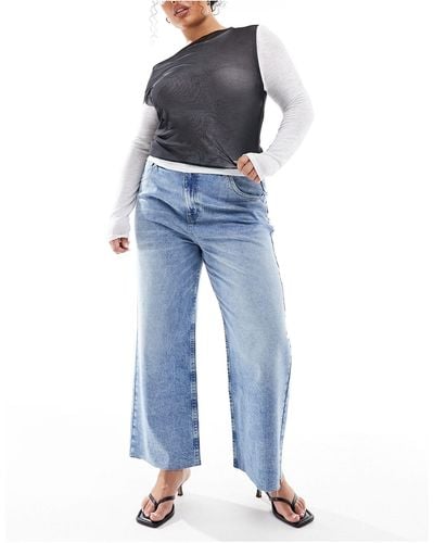 ASOS Asos Design Curve Cropped Wide Leg Jeans - Blue