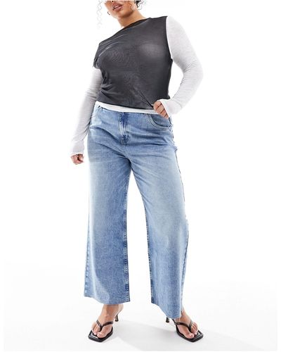 ASOS Asos design curve - jeans a fondo ampio taglio corto medio - Blu