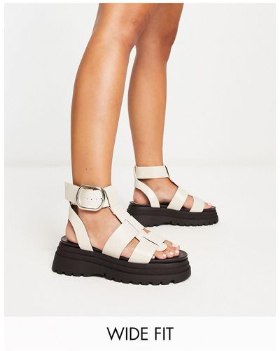 ASOS Wide fit – factor – flache fischer-sandalen - Weiß