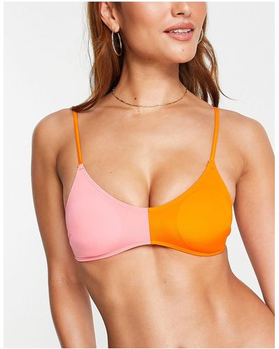 Monki Bikinitop Met Kleurvlakken - Oranje