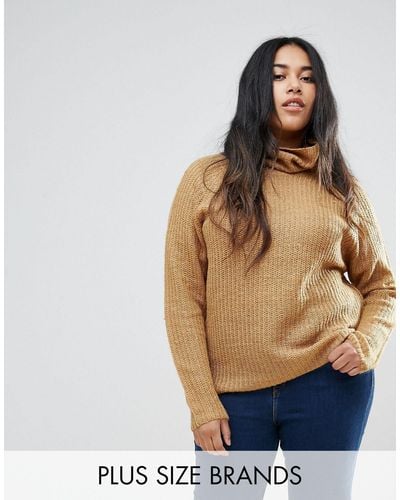 Brave Soul Plus Central Roll Neck Sweater - Yellow