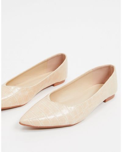Truffle Collection Pointed Ballet Flats - Natural