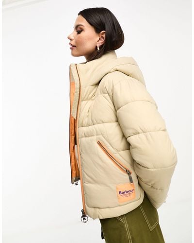 Barbour X Asos Exclusive Hooded Puffer Coat - Natural