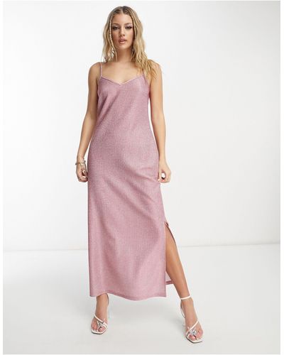 Pieces Premium Maxi Cami Split Dress - Pink