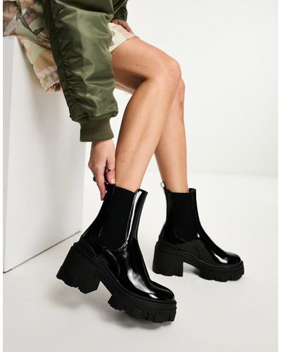 ASOS Reality - Chelsea Boots Met Dikke Zool En Halfhoge Hak - Zwart