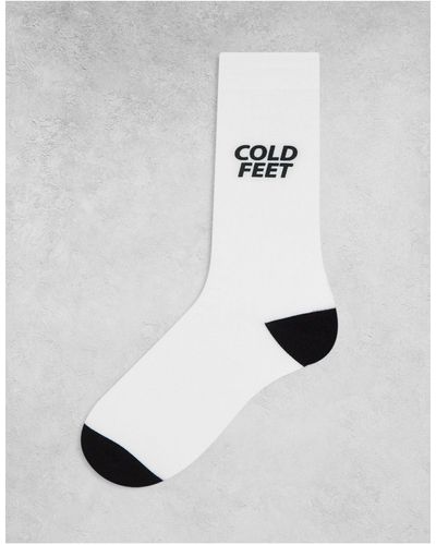 ASOS Chaussettes hes à slogan cold feet - Blanc