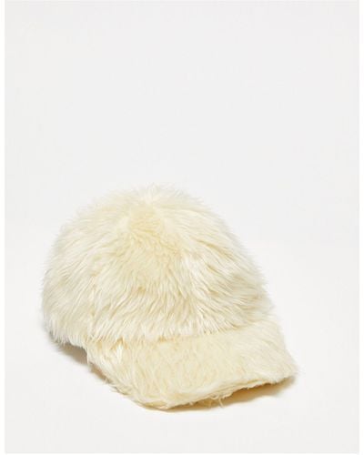 Collusion Unisex Fluffy Faux Fur Hat - White