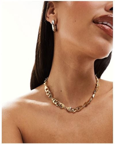 ASOS Short Necklace With Chain Link Design - Brown