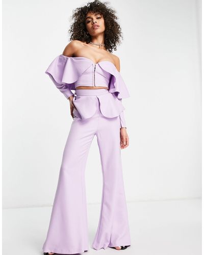 ASOS Tailored Pants With Frill Overlay - Purple